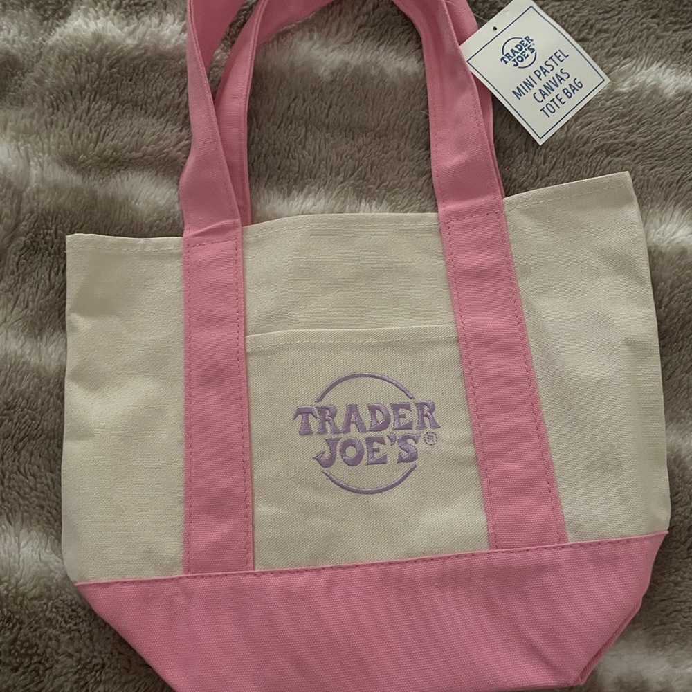 Pink and Cream Canvas Tote Bag